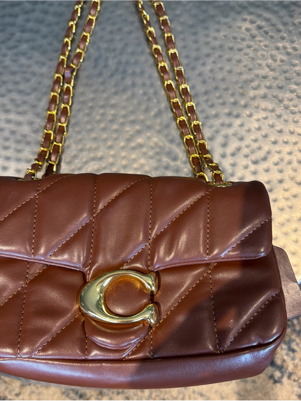 Coach Quilted Leather Shoulder Bag in Chestnut with Gold Hardware